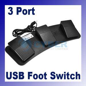 PC Computer USB Action Keyboard 3 Foot Switch Pedal HID  