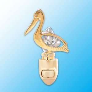    24k Gold Pelican Night Light   Clear Swarovski Crystal: Baby