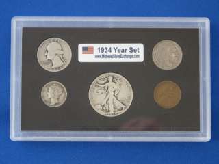 1934 UNITED STATES FIVE COIN SILVER YEAR SET  