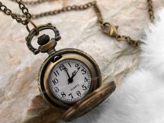 Antique Bronze Round Necklace Pendant Clock Watch 1.06 HOT  