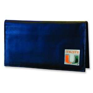  University of Miami Leather Checkbook Cover Wallet
