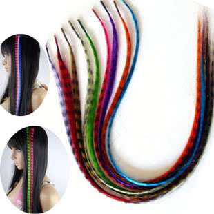   Grizzly synthetic Feather hair extensions & free beads 