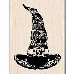 Inkadinkado Wood mounted Witches Hat Word Play Rubber Stamp 
