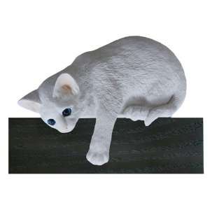 White Loafer Cat Shelf and Wall Plaque Collectible Figurine Gift 