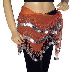 Orange Hip Scarf Wrap Belly Dance Fashion Gypsy Dress  