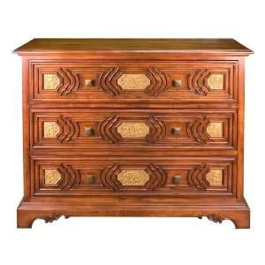 Carved Alder Wood Brass Accents Chest 