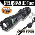 CREE LED 7W Q5 Bulb High Power Flashlight Zoom Adjustable Torch SA 9 