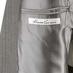 Kenneth Cole Mens Cashmere Blend Grey Stripe Wool Suit   