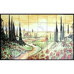 Tuscany Landscape Mosaic Mural Tiles (Set of 40)  