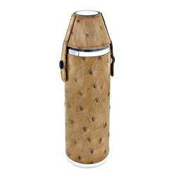 Leather 10 ounce Tube Flask with Two Shot Cups  