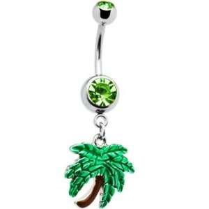  Peridot Double Gem Oasis Palm Tree Belly Ring: Jewelry