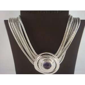  Pianegonda Silver 6 Strands with Amethyst Circle Necklace 