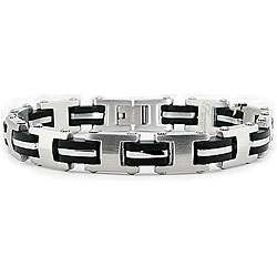 Stainless Steel Mens Rubber Accent Bracelet  