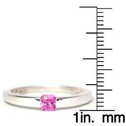 Sterling Silver Created Pink Sapphire Solitaire Ring  Overstock