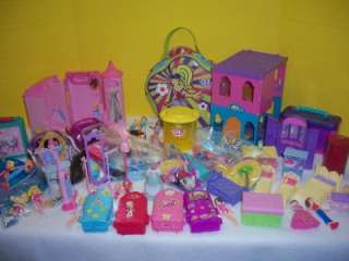   OF POLLY POCKET DOLLS 170 + ASSORTED ACCESSORIES CLOTHES HOUSE CARS