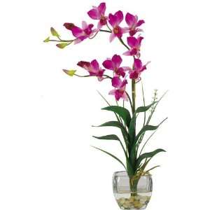 Dendrobium w/Glass Vase Silk Flower Arrangement:  Home 