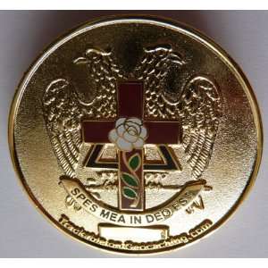  Masonic Scottish Rite Gold Plated LE25 GEOCOIN   Trackable 