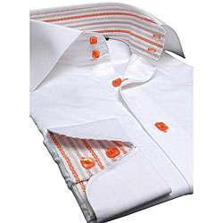 Brio Uomo by Domani Mens White/ Orange Dress Shirt  Overstock