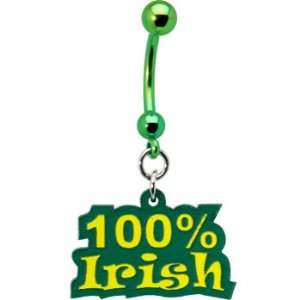    Handcrafted Green Yellow 100 Percent Irish Belly Ring: Jewelry