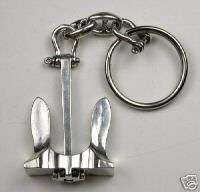 Handmade Sterling Silver Anchor Key Ring  