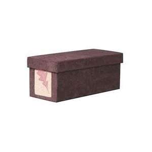  Kleer Vu Embroidered Photo Box, Fine Suede with Brown Leaf 