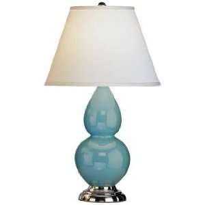  Robert Abbey 22 3/4 Egg Blue Ceramic and Silver Table 