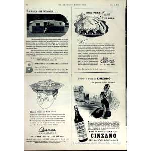    1949 ADVERTISEMENT SANDERSON WALLPAPER CINZANO FORD
