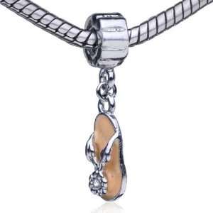  Dangle Pink Sandal European Bead Fits Pandora Bead Charm 