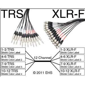  Mogami 2933 12 Channel TRS 1/4 to XLR F snake 