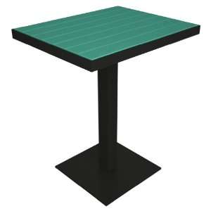  Polywood Euro 20 x 24 Pedestal Dining Table in Black 