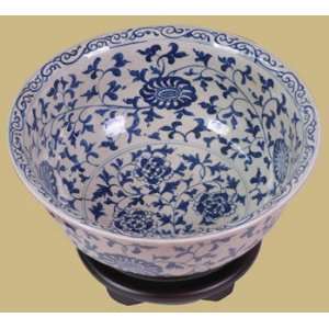 Asian Furniture & Décor   16 Chinese Ceramic Porcelain B & W Vine 