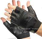 Leather Fingerless Gloves Black Goth Punk Biker Stretch