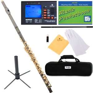   Open/Closed Hole Black Nickel Plated with Gold Keys C Flute with Case