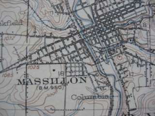 1903 Electric Railroad Canal Mining Map MASSILLON Ohio  