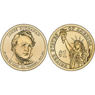 2010 James Buchanan Presidential $1 Coin 25 Coin Roll, Philadelphia 