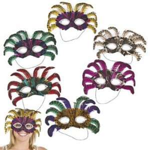 Mardi Gras Feather Mask Assortment   Costumes & Accessories & Masks 