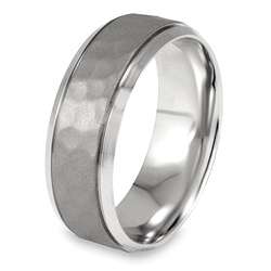 Stainless Steel Polished Textured Ring  
