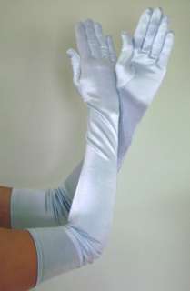 OPERA LONG Length Stretch SATIN Gloves LIGHT BLUE  
