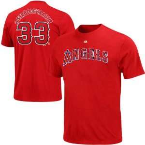   Los Angeles Angels of Anaheim #33 Twitter T Shirt   Red Sports