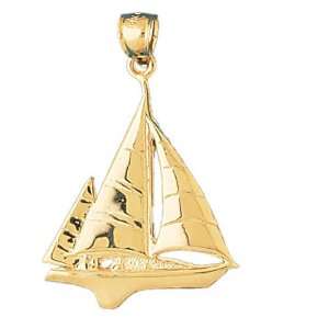   14K Gold Pendant Sailboat 4.6   Gram(s) CleverEve Jewelry