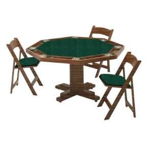   Fruitwood Oak Poker Table with Bottle Green Fabric