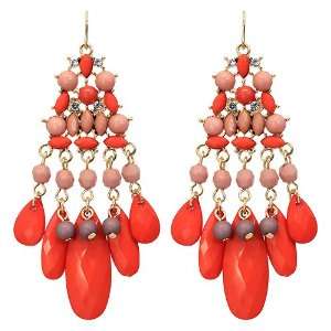    Ethnic Inspired Chandelier Crystal Bead Earrings Red: Jewelry