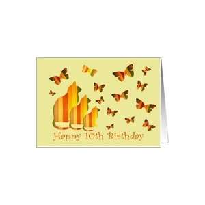    10th Birthday, striped cats & butterflies Card: Toys & Games