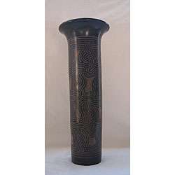 Clay Etched Swirl Black Vase (Nicaragua)  