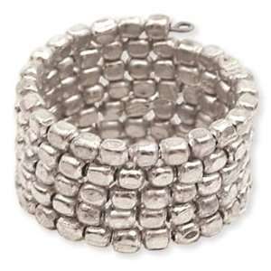  Three Line Metal Seed Beed Coil Ring Silver Jewelry