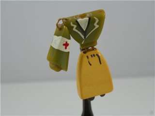 Old Vtg 40s WWII Red Cross Military Nurse Bakelite Brooch Jointed 