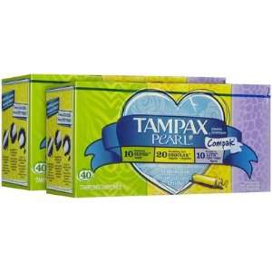 Tampax Compak Pearl Multipak Tampons  40 ct, 2 ct (Quantity of 3)