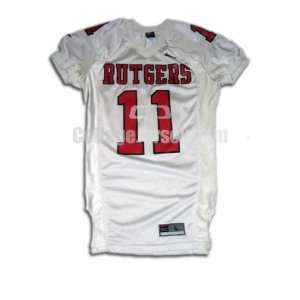  White No. 11 Game Used Rutgers Nike Football Jersey 