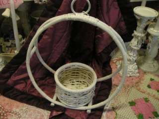 UNIQUE ROUND WHITE BASKET~Shabby~Cottage~Chic~Country  