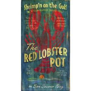 Customizable The Red Lobster Pot Vintage Style Wooden Sign:  